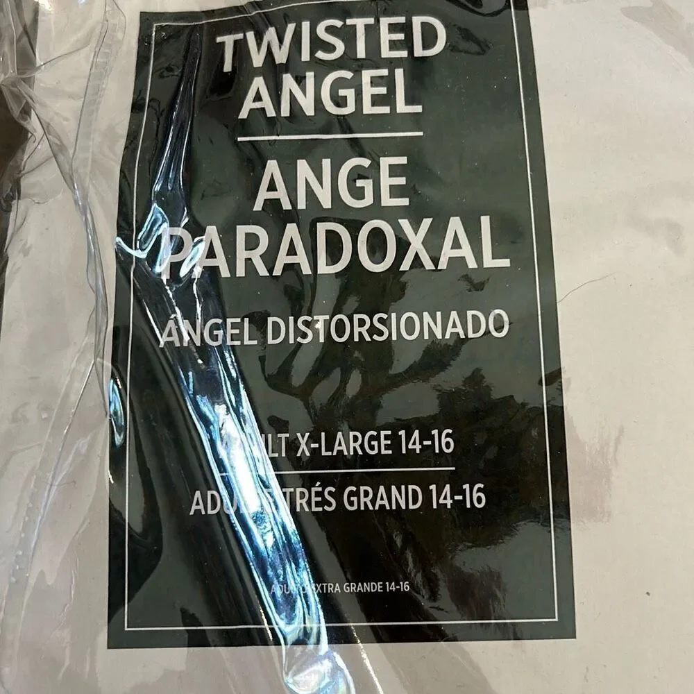 Sexy Twisted Angel Halloween Cosplay Costume XL Gothic Wings Black White